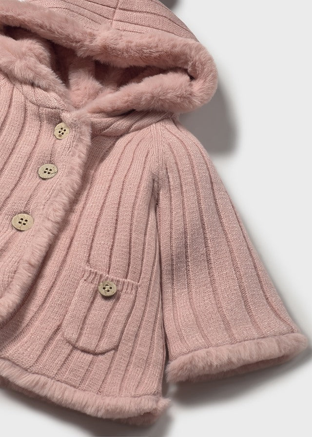 Pompon knit cardigan