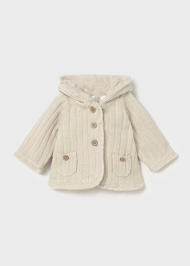 Pompon knit cardigan