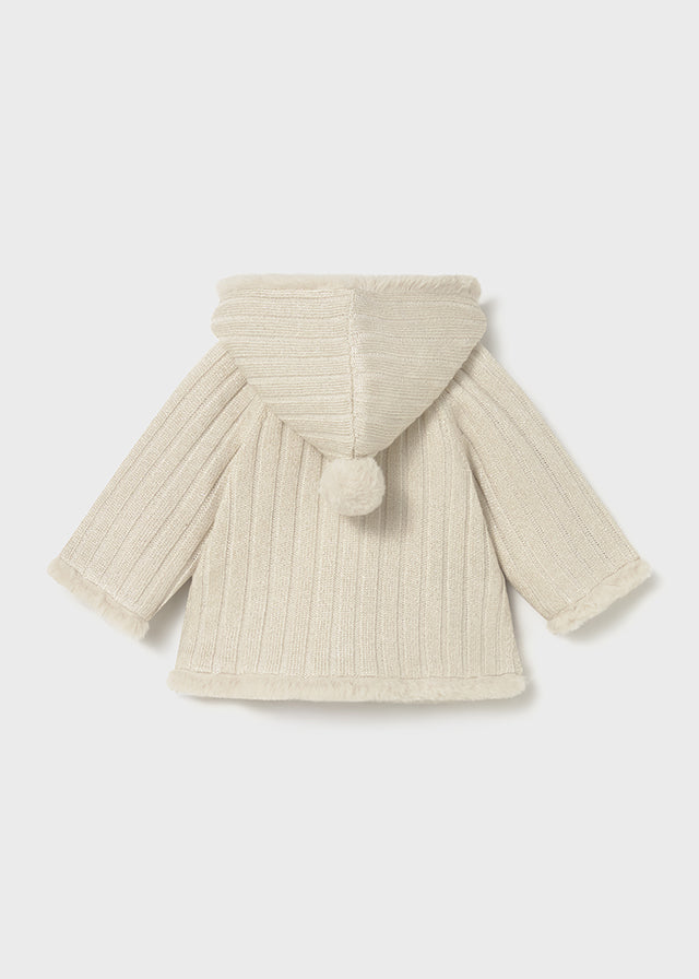 Pompon knit cardigan