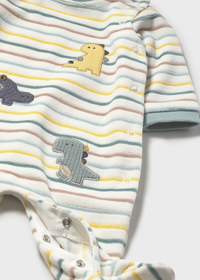 Striped velour onesie