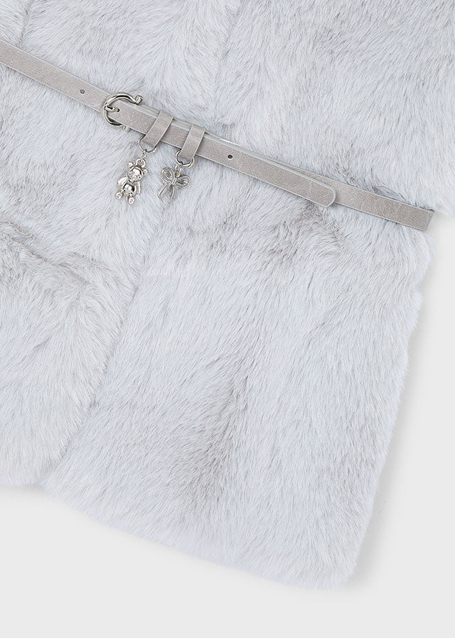 Fur vest with belt
