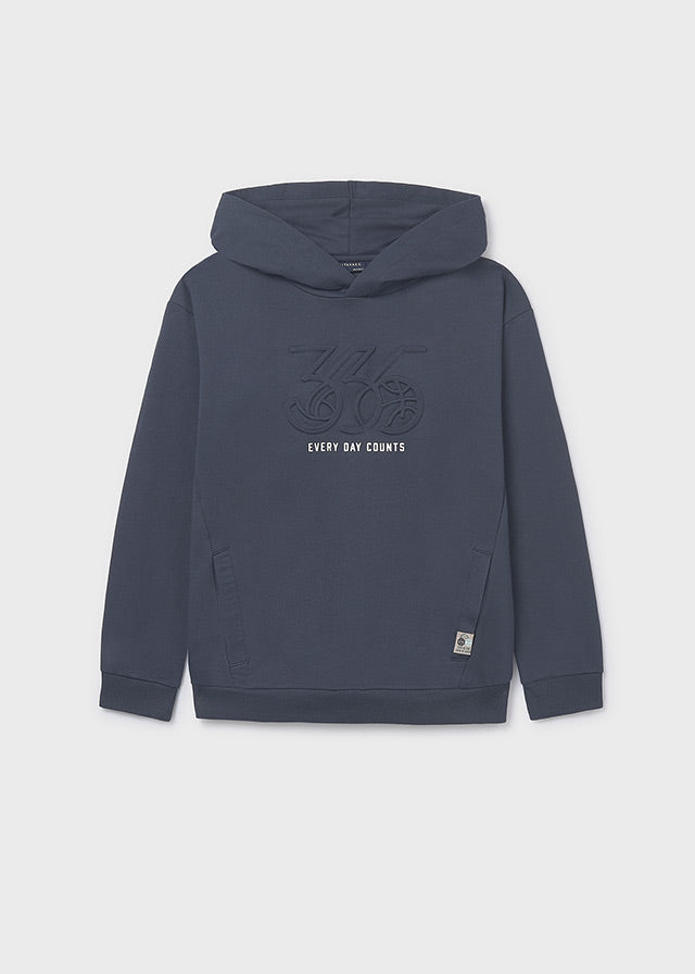 Embossed hooded pullover