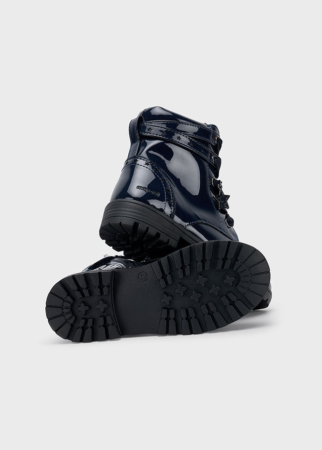 Patent leather biker boot