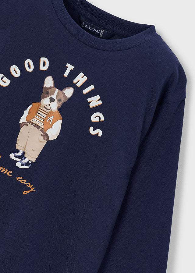 l/s dog print t-shirt