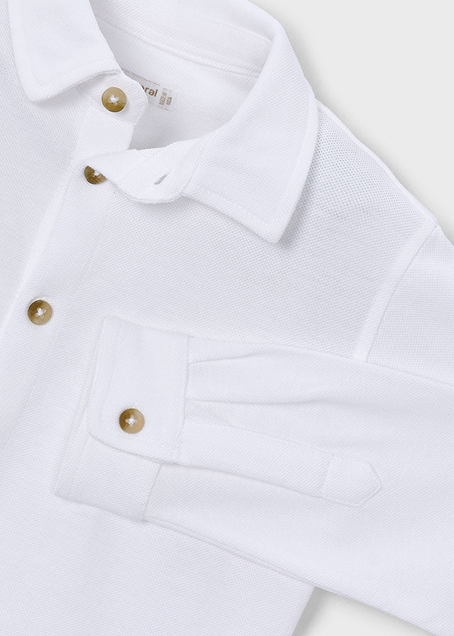 Long-sleeve pique knit shirt