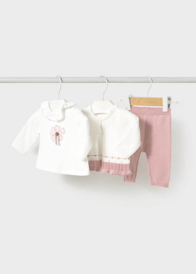 Long knit 3-piece trouset set