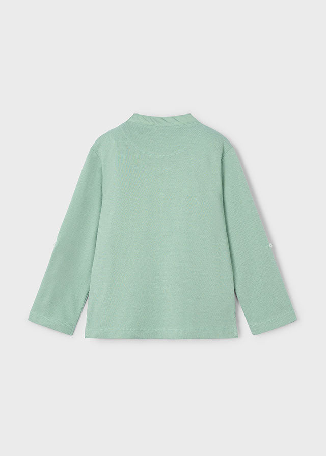 L/s mao-collar polo shirt