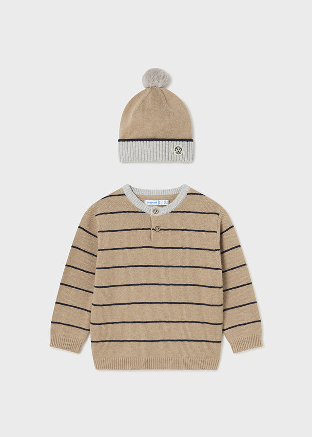 Stripped jersey hat set