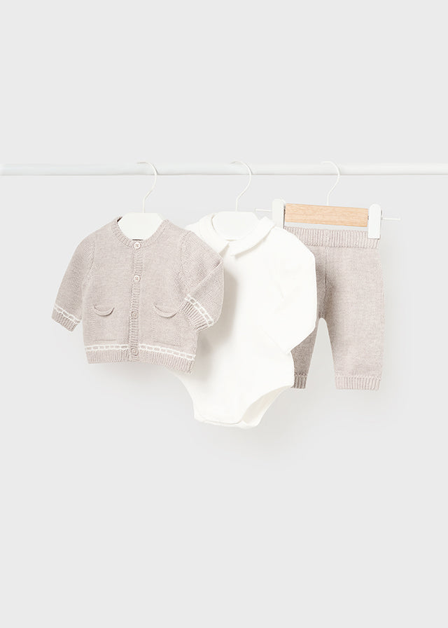 Long knit 3-piece trouset set