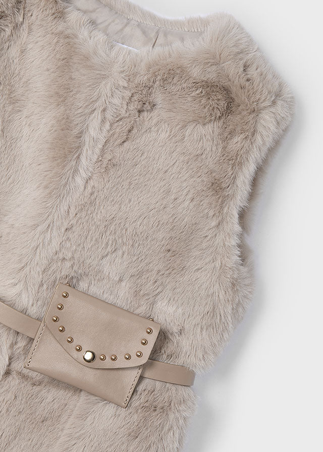 Fur vest with belt