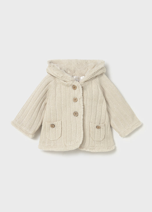 Pompon knit cardigan