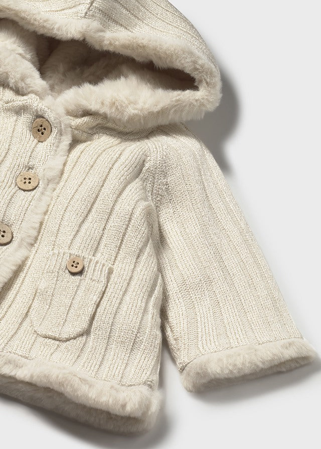 Pompon knit cardigan
