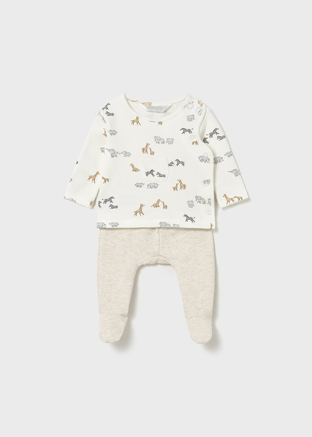 Printed footed pant set