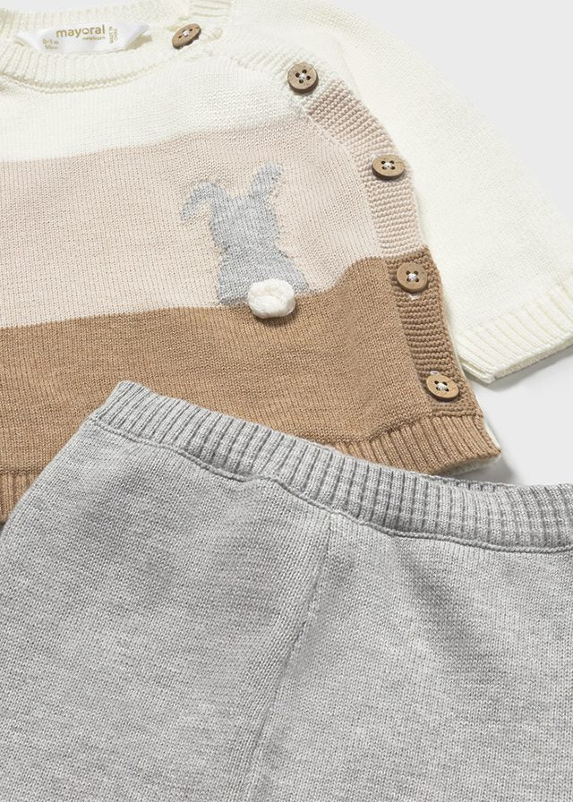 Long knit trousers set