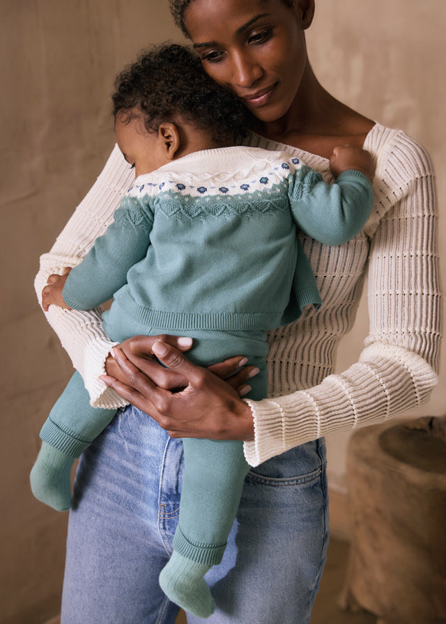 Long knit 3-piece trouset set