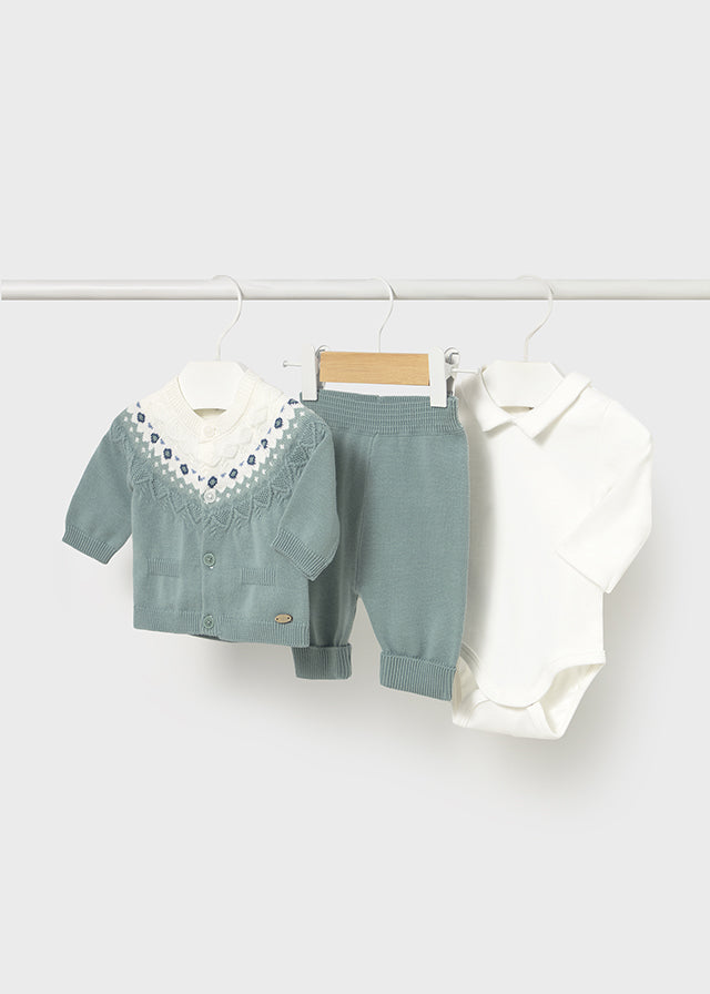 Long knit 3-piece trouset set