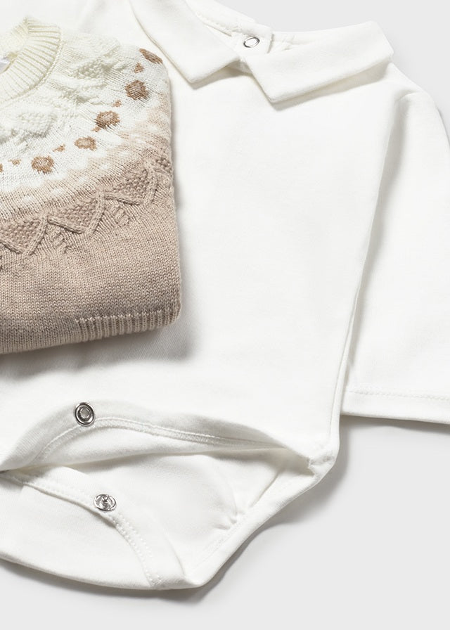 Long knit 3-piece trouset set