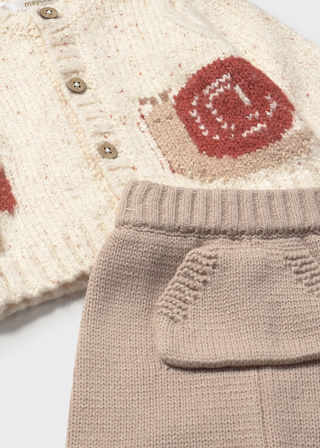 Long knit 3-piece trouset set