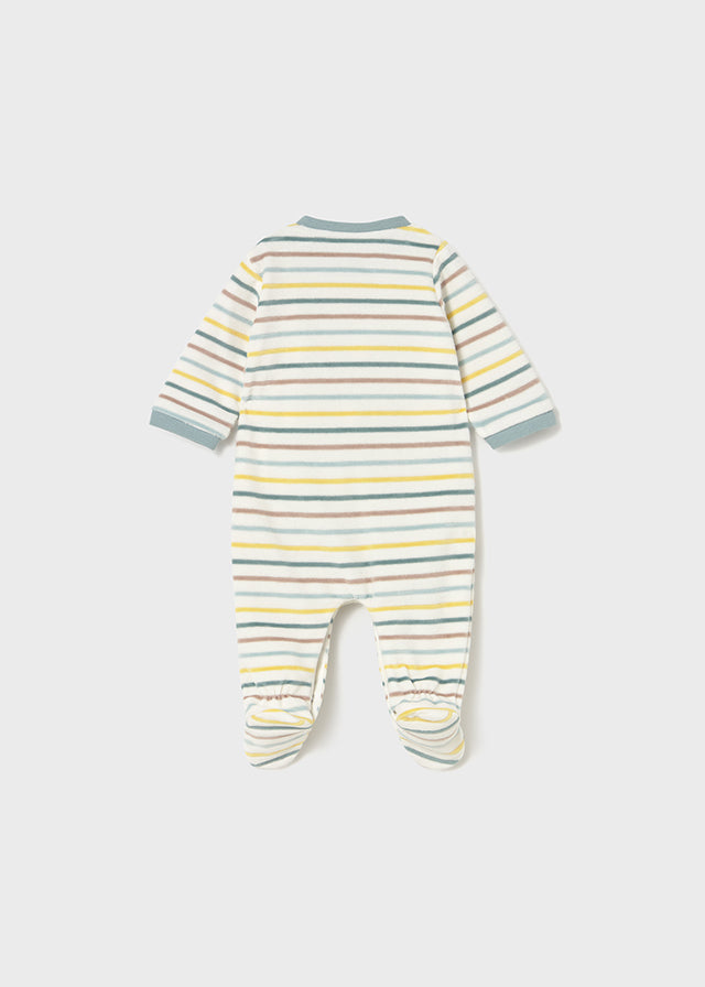 Striped velour onesie