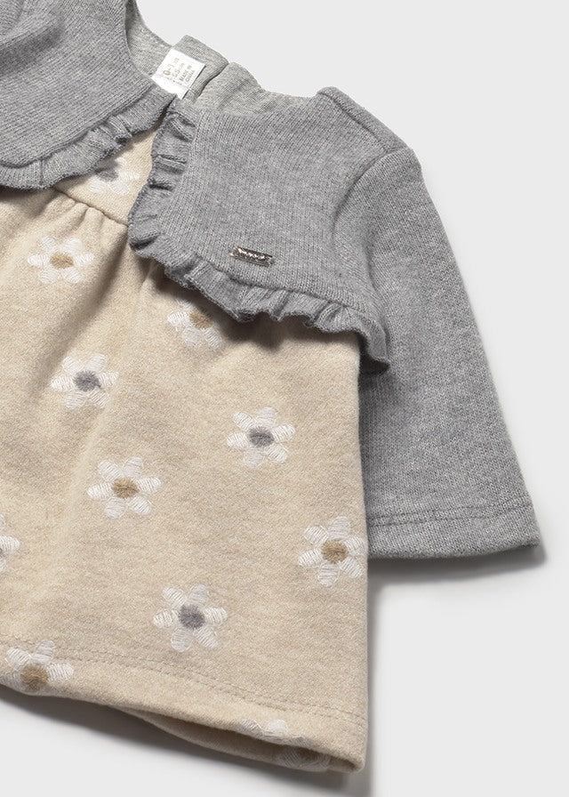 Dress with knit cardigan