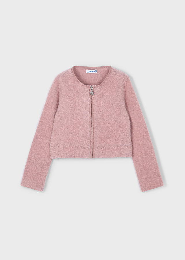 Knit faux fur cardigan
