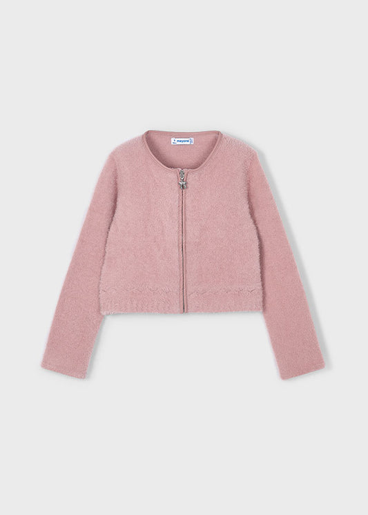 Knit faux fur cardigan