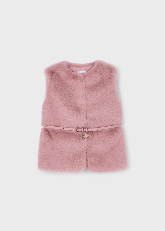 Fur vest with belt