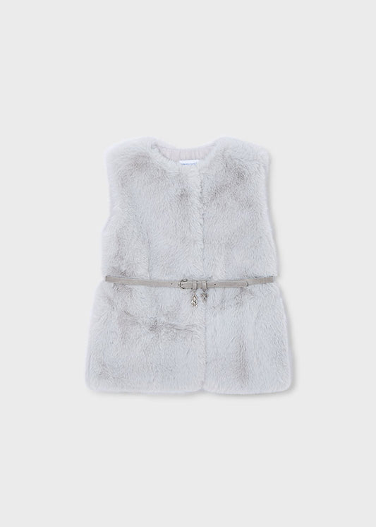 Fur vest with belt