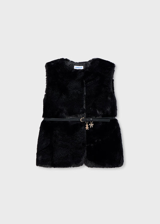 Fur vest with belt