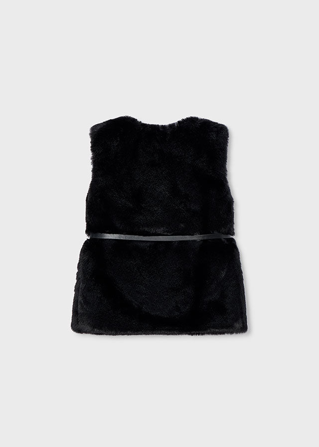 Fur vest with belt