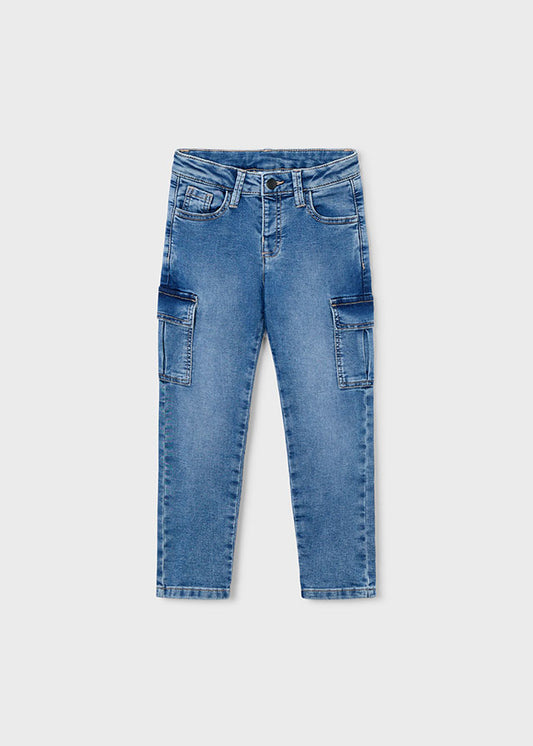 Soft denim cargo pants