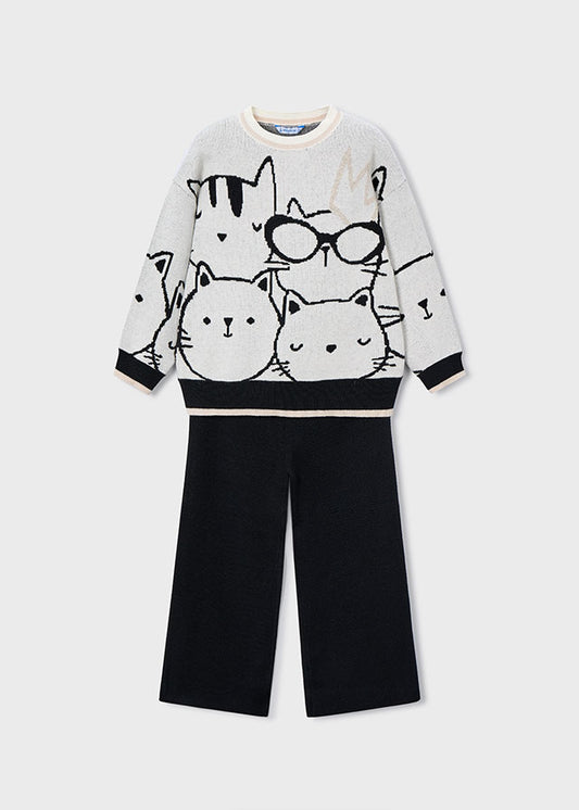 Long knit trousers set