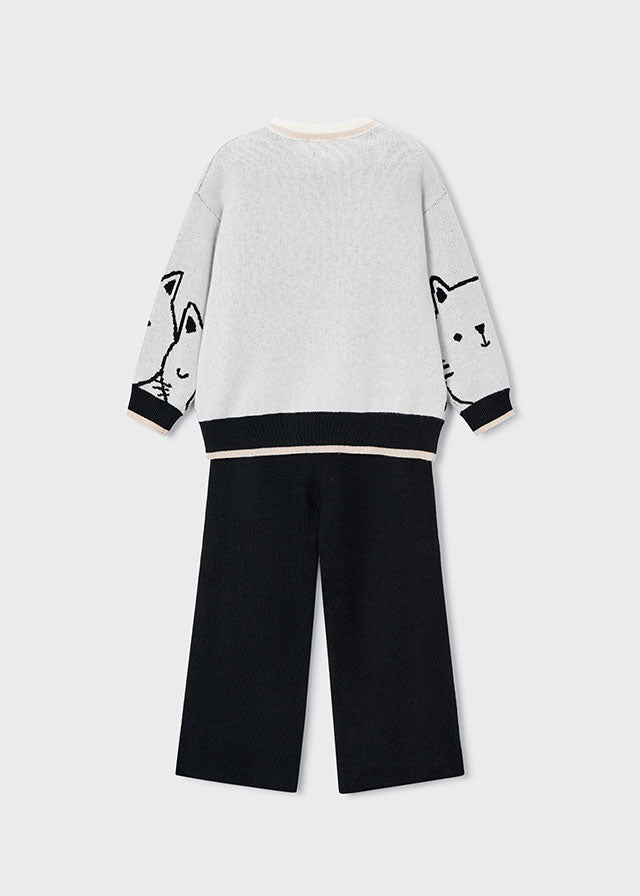 Long knit trousers set