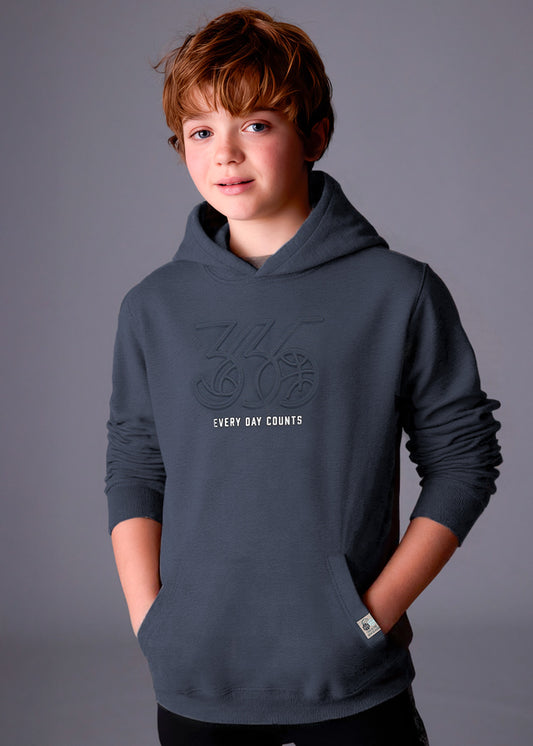 Embossed hooded pullover
