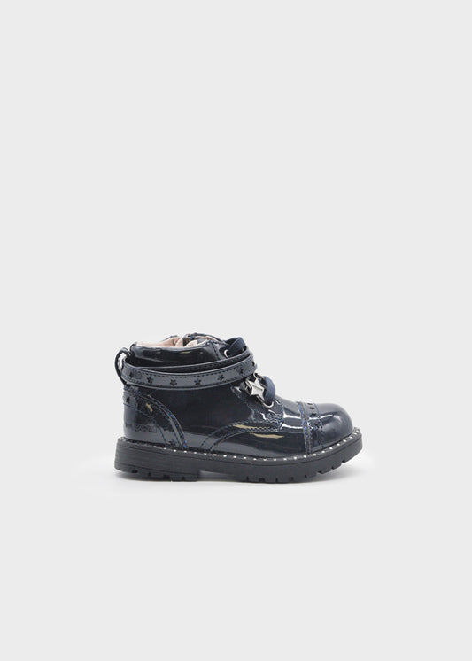 Patent leather biker boot