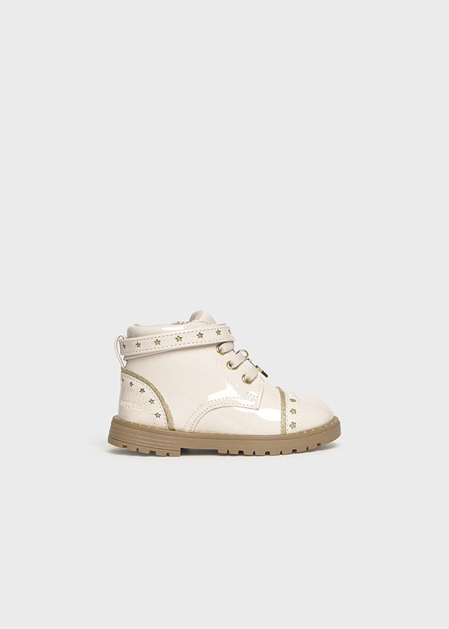 Patent leather biker boot