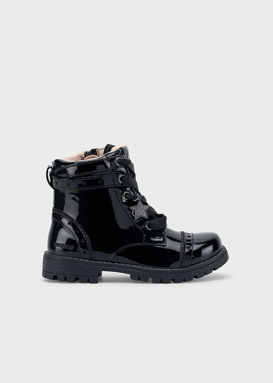 Patent leather biker boot