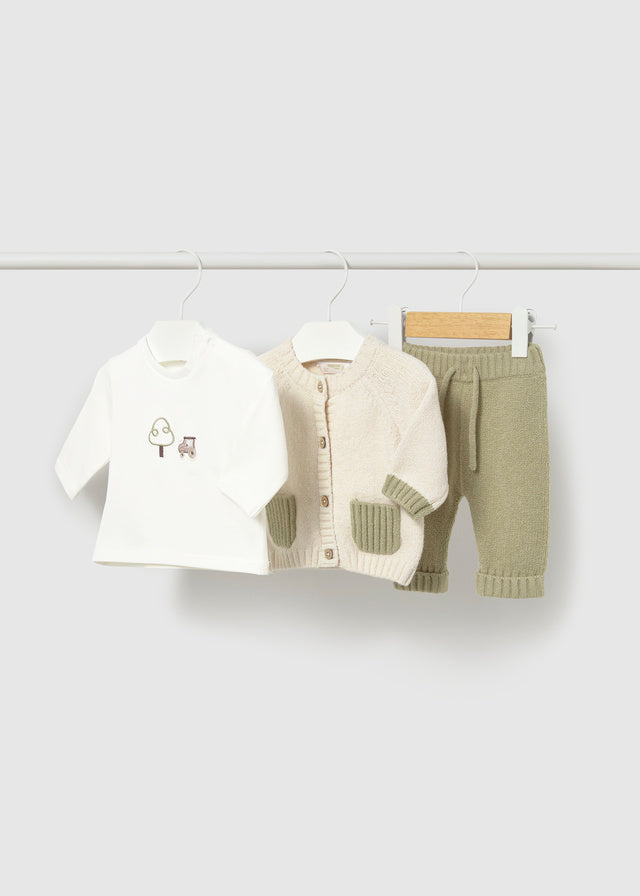 Long knit 3-piece trouset set
