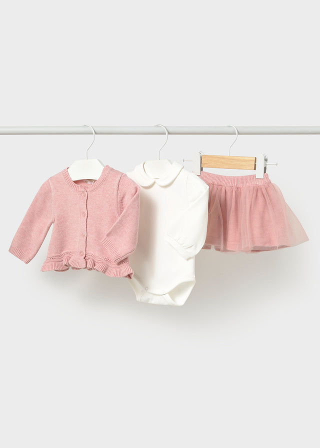 Tulle knit skirt set