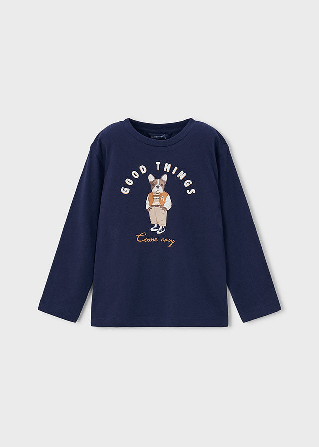l/s dog print t-shirt