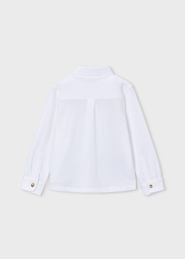 Long-sleeve pique knit shirt