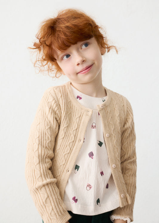 Faux fur collar cardigan