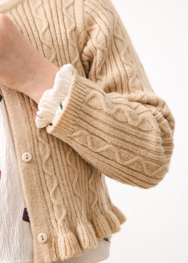 Faux fur collar cardigan