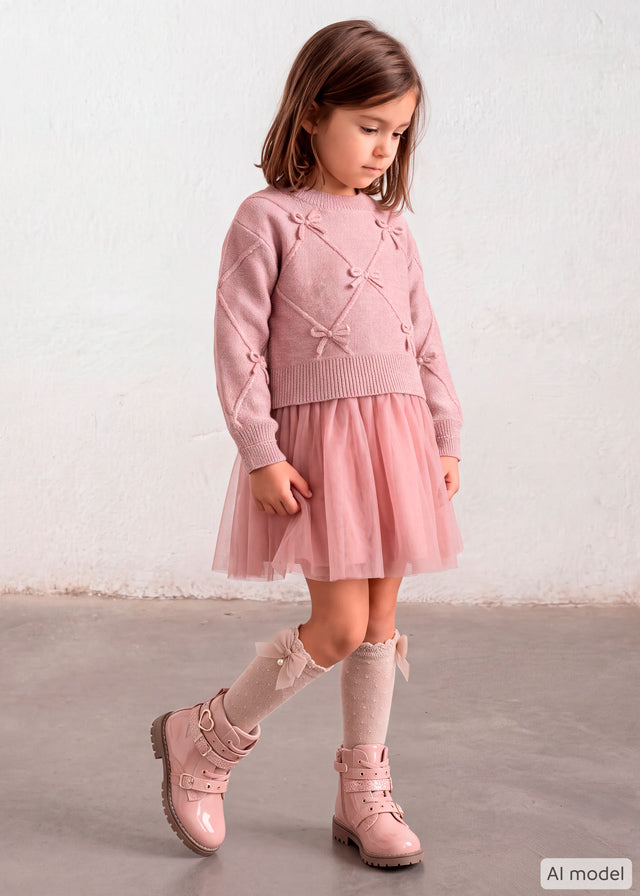 Knit dress with bows