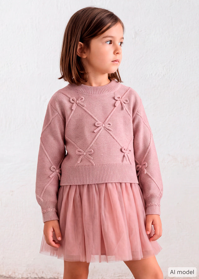 Knit dress with bows