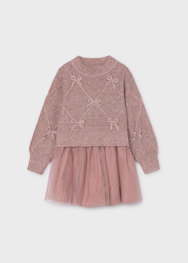 Knit dress with bows