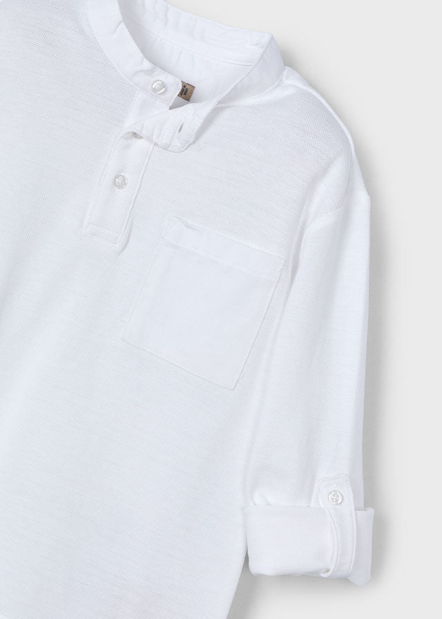 L/s mao-collar polo shirt