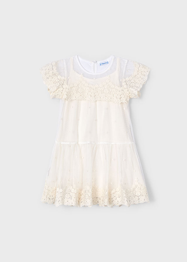 Embroidered tulle dress