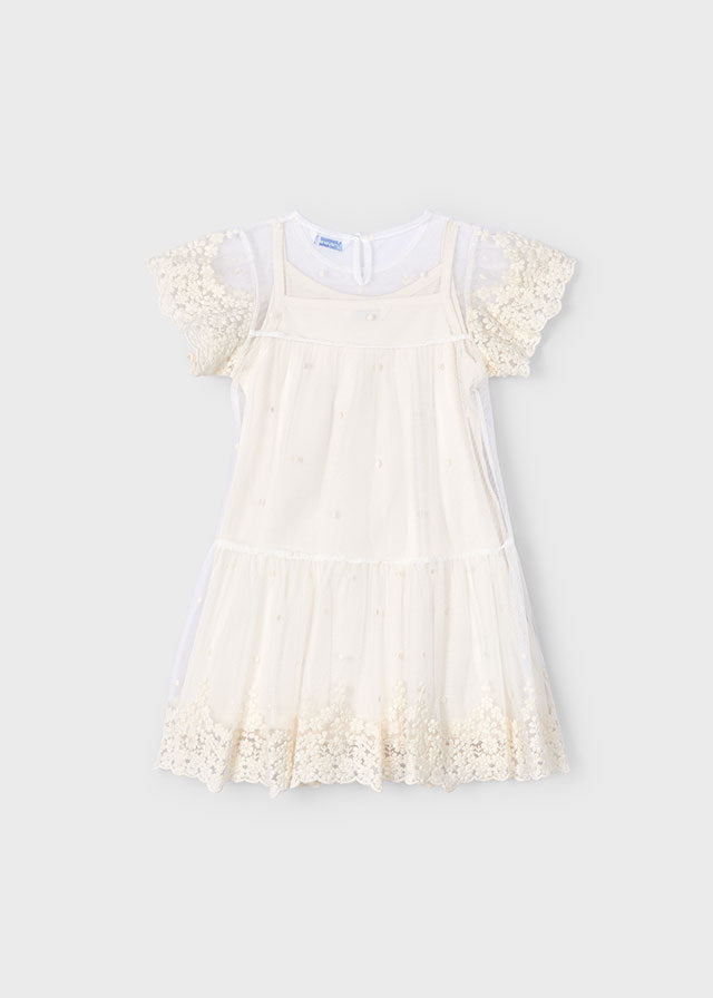 Embroidered tulle dress