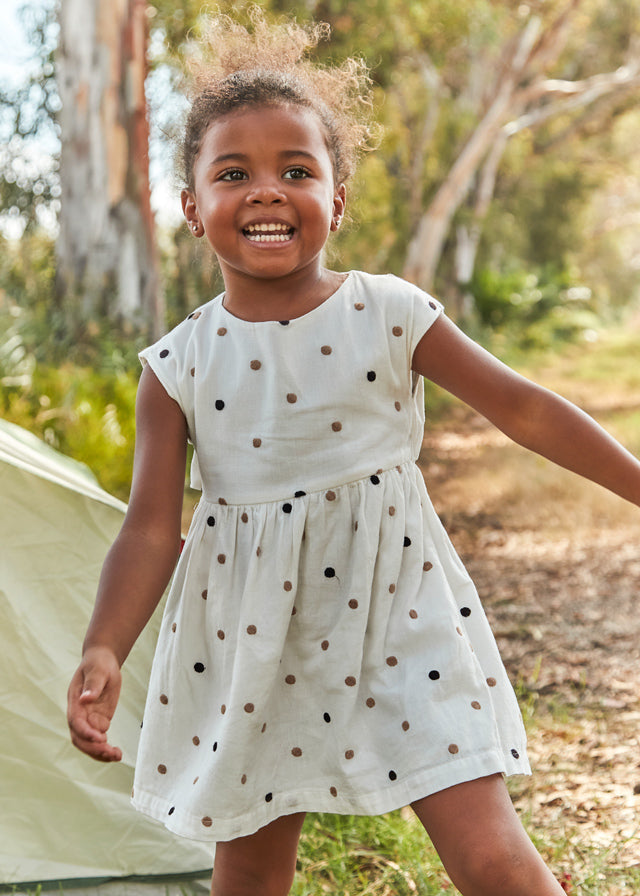 embroidered polka dots dress